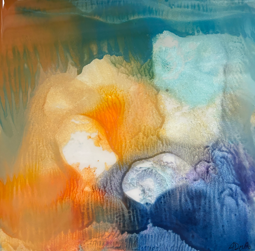 Between Night and Day, encaustic monotype on cradled birch panel, 10"x10"