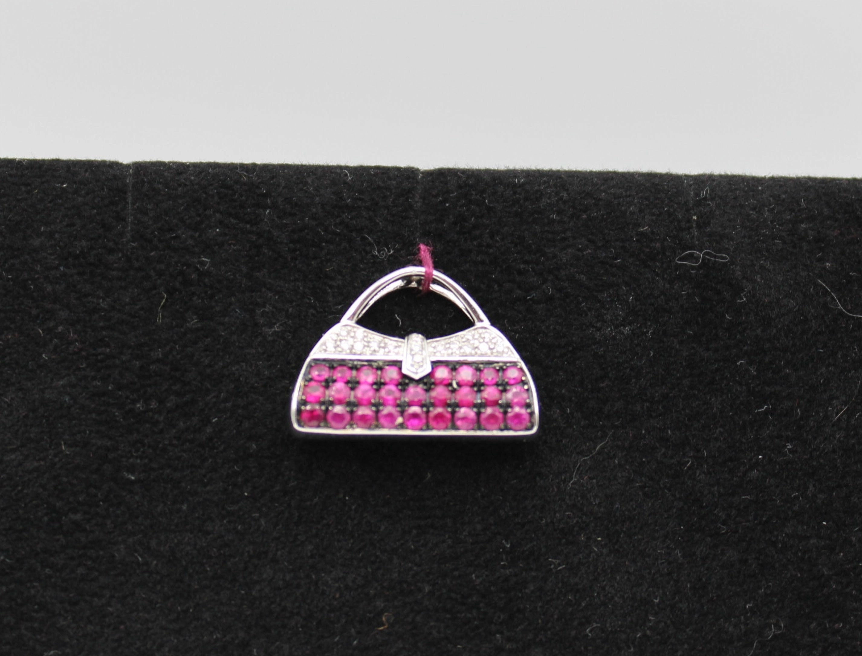 Mirabelle 18K White Gold Ruby & Diamond Handbag Charm Pendant