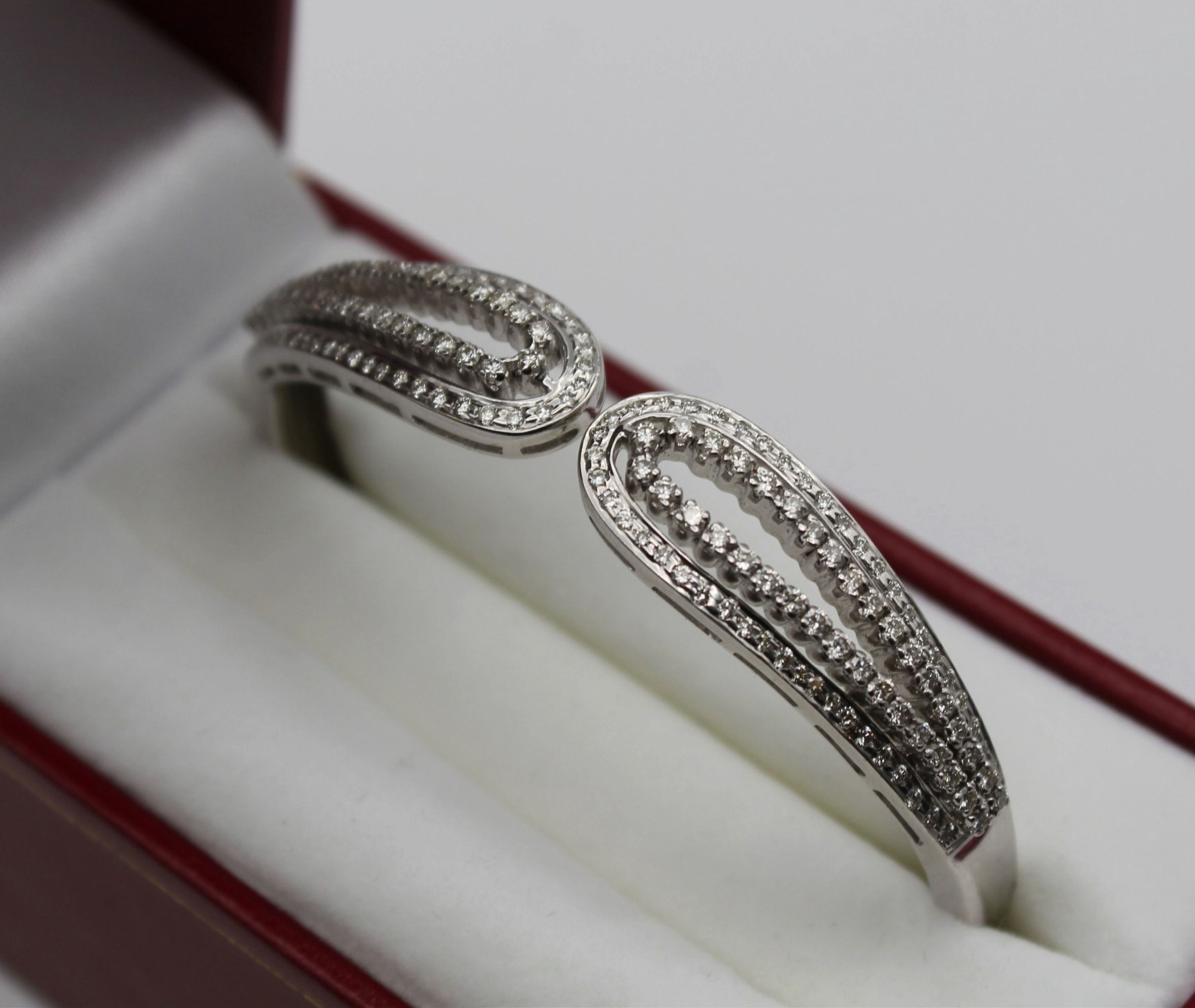 Elegant 18K White Gold Open Cuff Diamond Bracelet – 2.34ctw