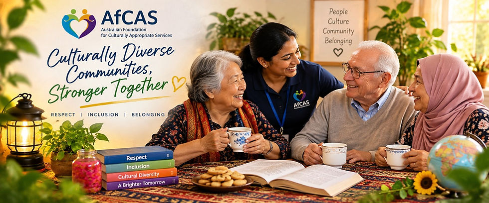 Culturally diverse older adults receiving culturally appropriate aged care and community support.
