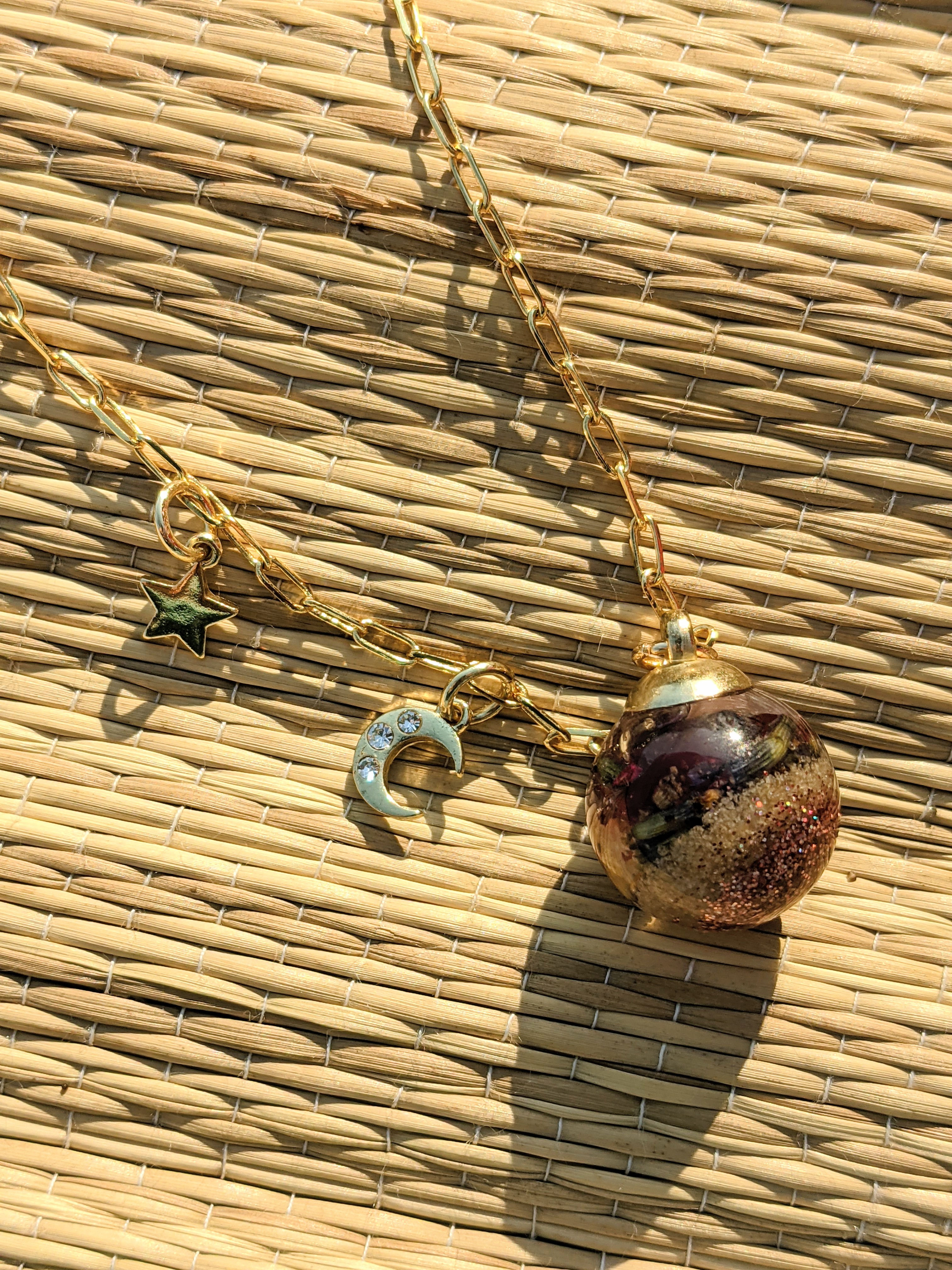 Self Love Spell Jar Necklace with Gold Charms