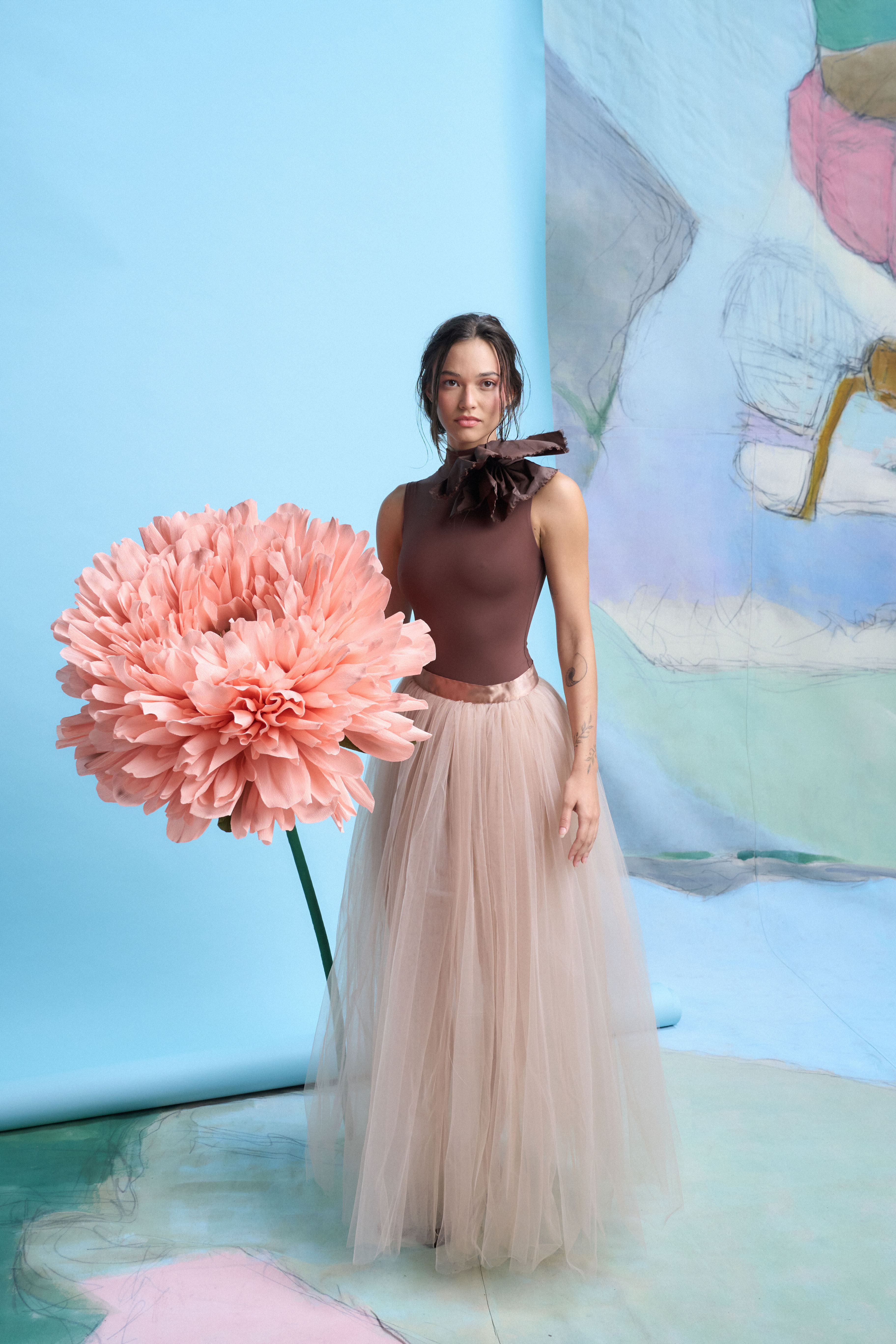 Daisy Tulle Skirt in Nude