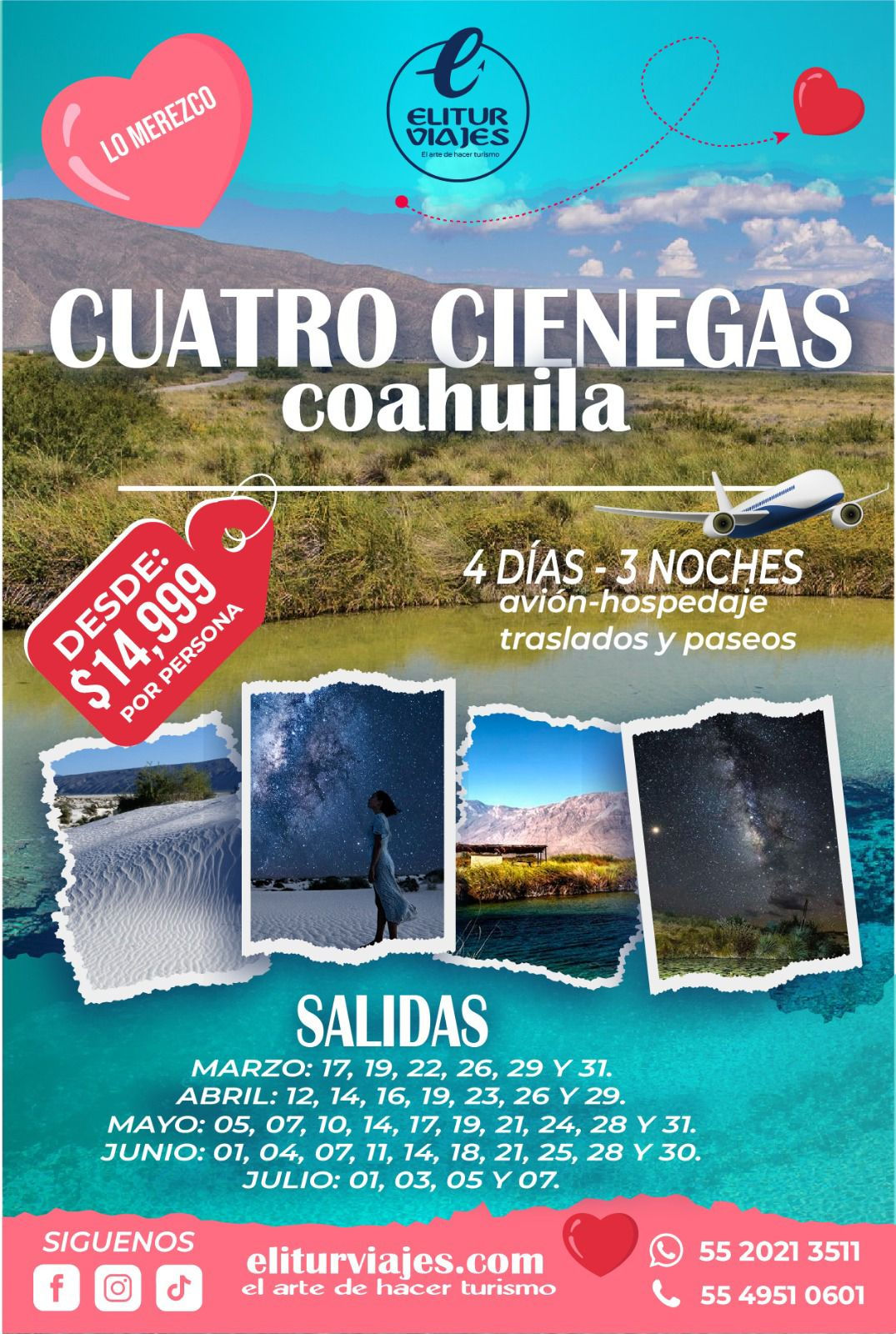 CUATRO CIENEGAS COAHUILA - 4 DÍAS - 3 NOCHES - 2026