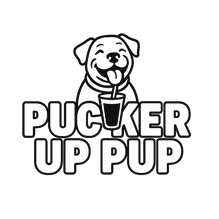 Pucker Up Pup logo with text and dog mascot