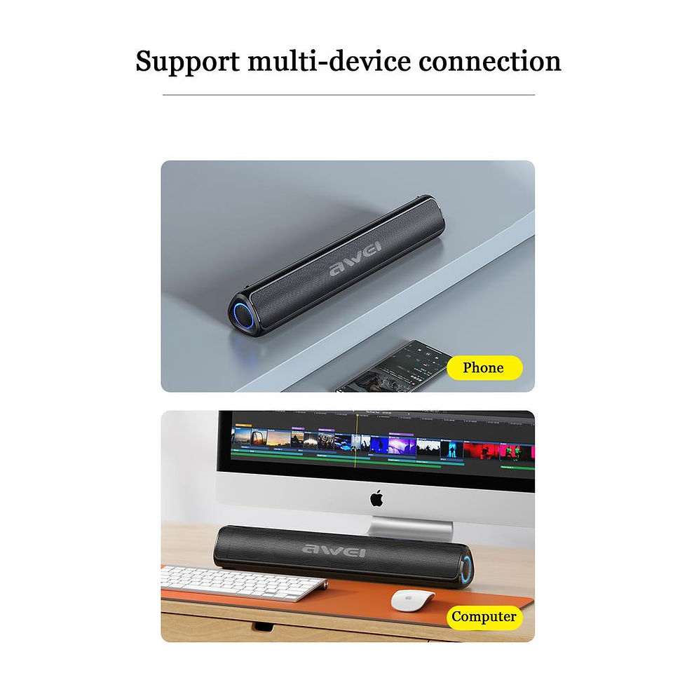 Thumbnail: Awei Y333 Bluetooth Speaker Portable HiFi Music Super Bass Soundbar