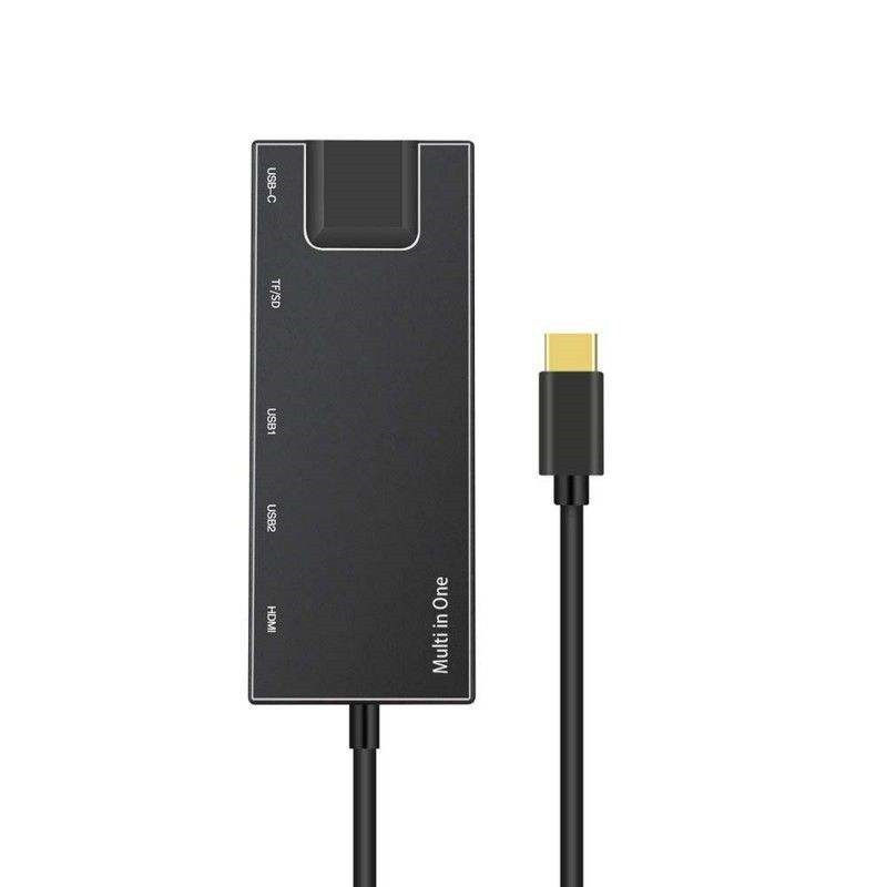 Thumbnail: 7 In 1 Adapter>>USB-C To HDMI +2 USB 3.0 + SD/TF + RJ45 + PD Charging Converter