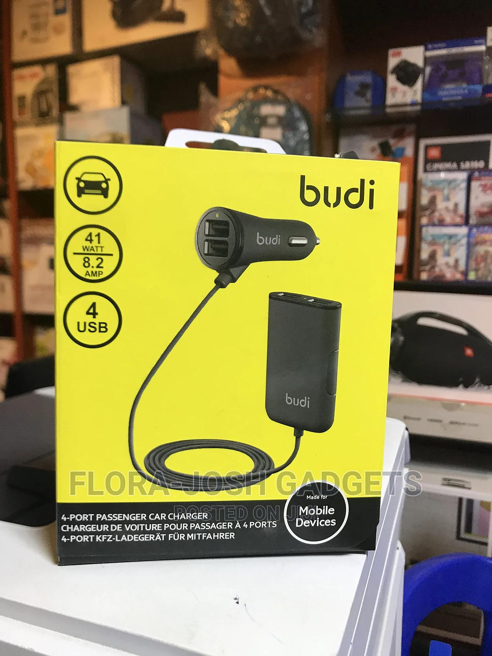 Thumbnail: Budi 4 USB Passenger Car Charger Backseat (36W)