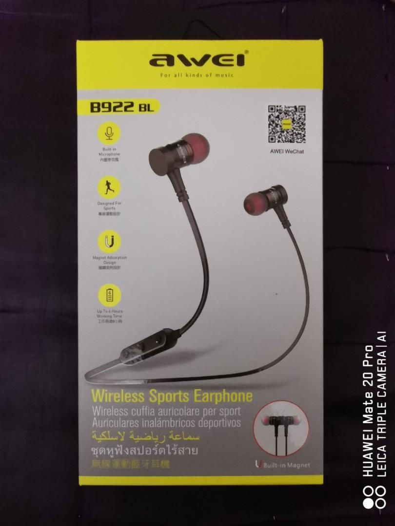 Thumbnail: Awei B922BL Magnetic Sports Bluetooth Earphone Earbuds