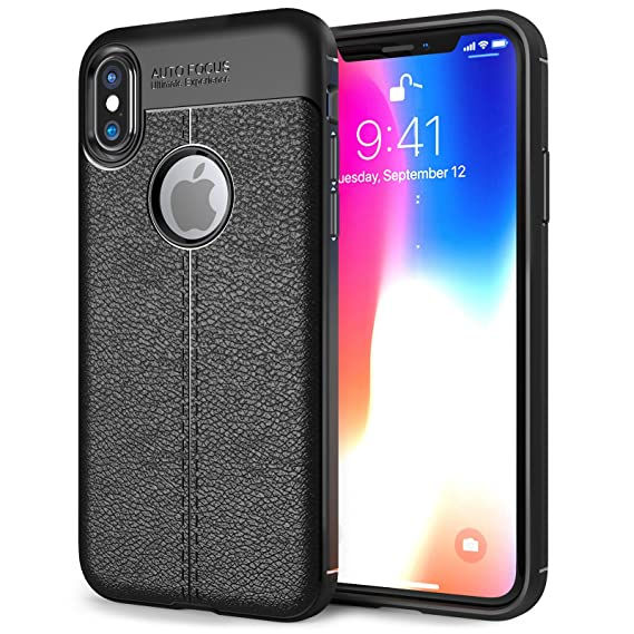 Thumbnail: Auto Focus Leather Pattern Soft TPU Back Case for iPhone X/Xs Xr XS Max