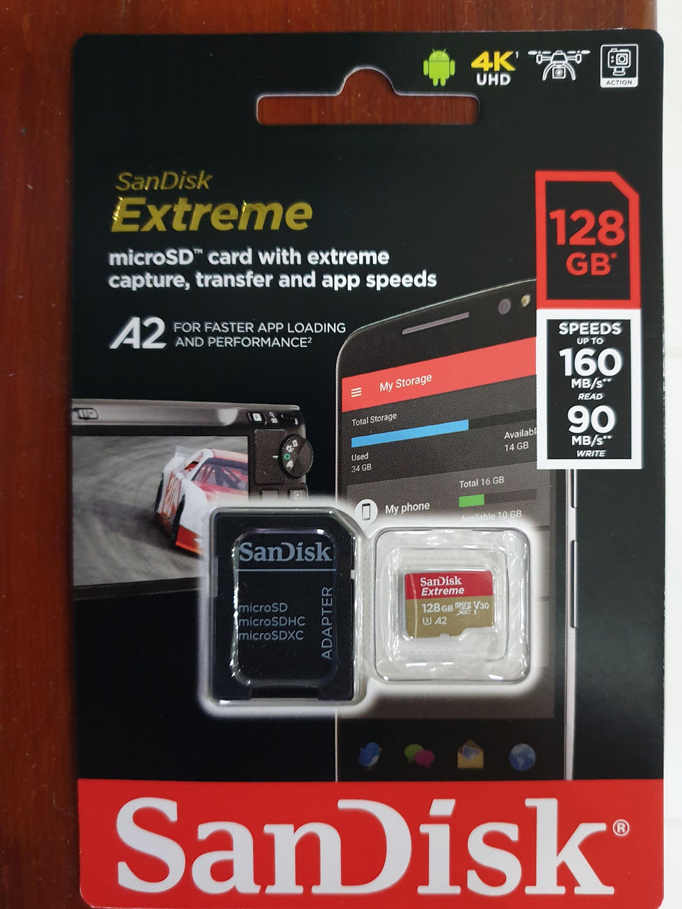Thumbnail: SanDisk 128GB Extreme UHS-I microSDHC Memory Card with SD Adapter