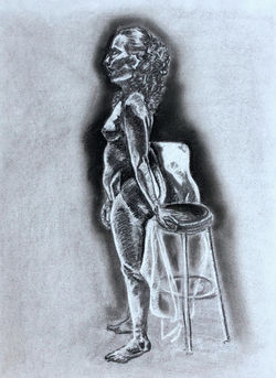 51 minutes, charcoal on paper, 18x24. 2019
