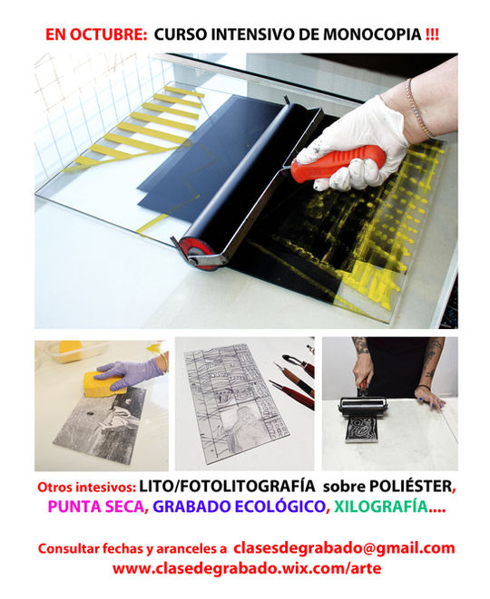 Cursos intensivos octubre: monocopia, Lito-fotolitografía sobre poliéster y más...