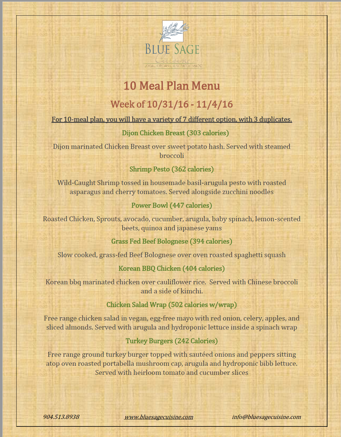 Weekly Meal Delivery - 10 Meal Plan - 10/31- 11/4