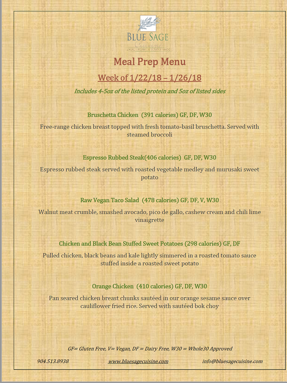 Meal Prep - 5 Meal Plan Regular  - 1/22 - 1/26