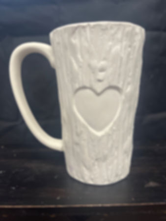 Tall Wood Mug W/Heart