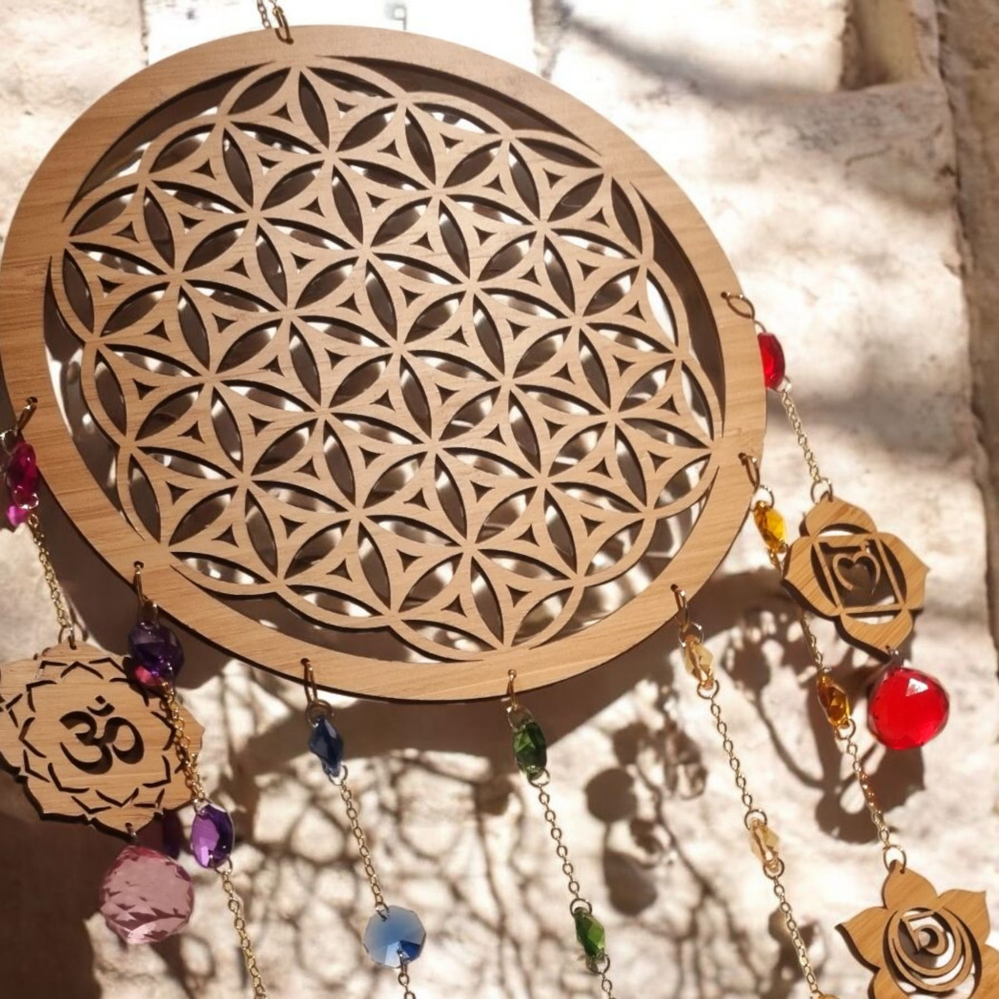 Traumfänger Blume des Lebens mit Chakra Symbole