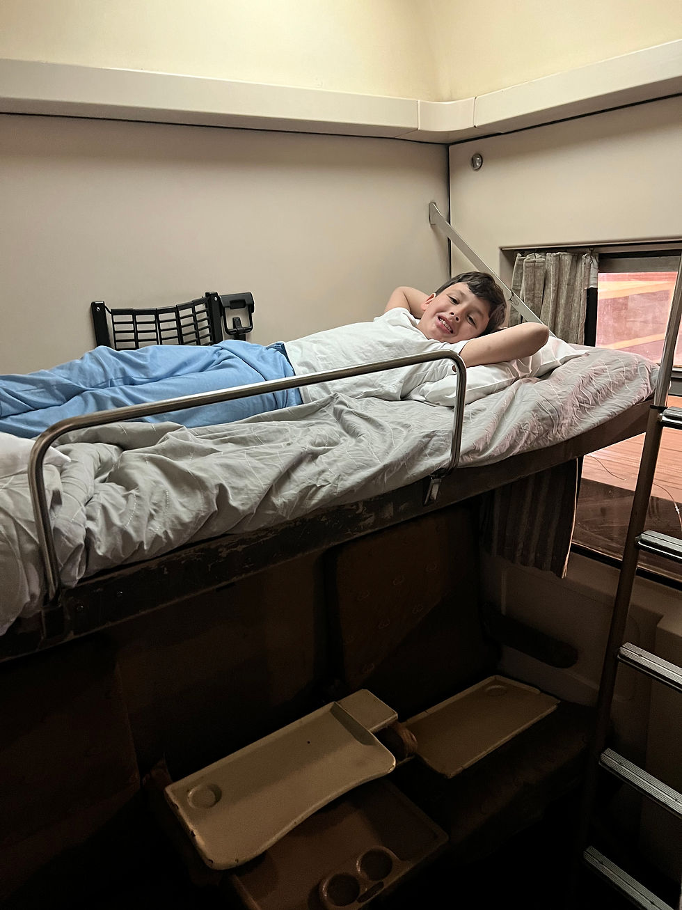 sleeping on the Egypt sleeper train with kids