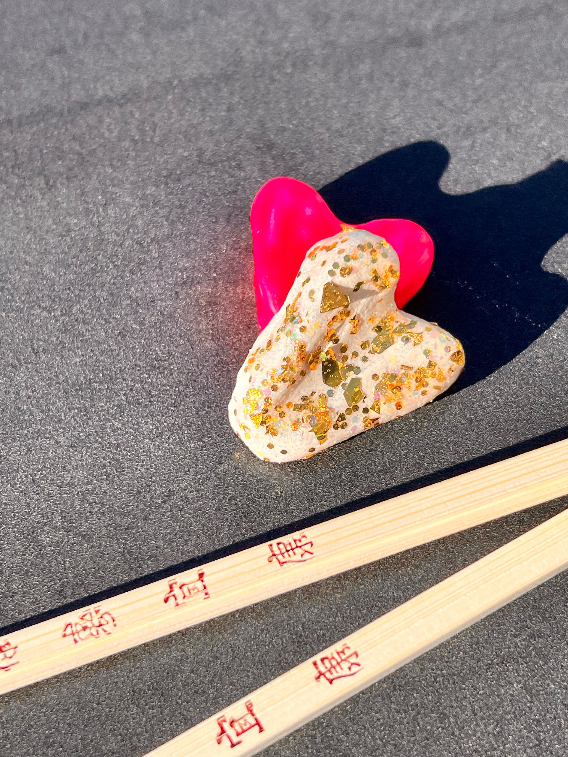 easy air dry clay craft diy heart chopstick holders