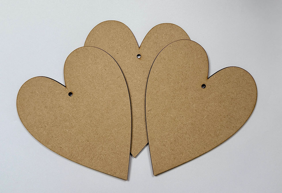 Brown heart-shaped craft blanks with holes