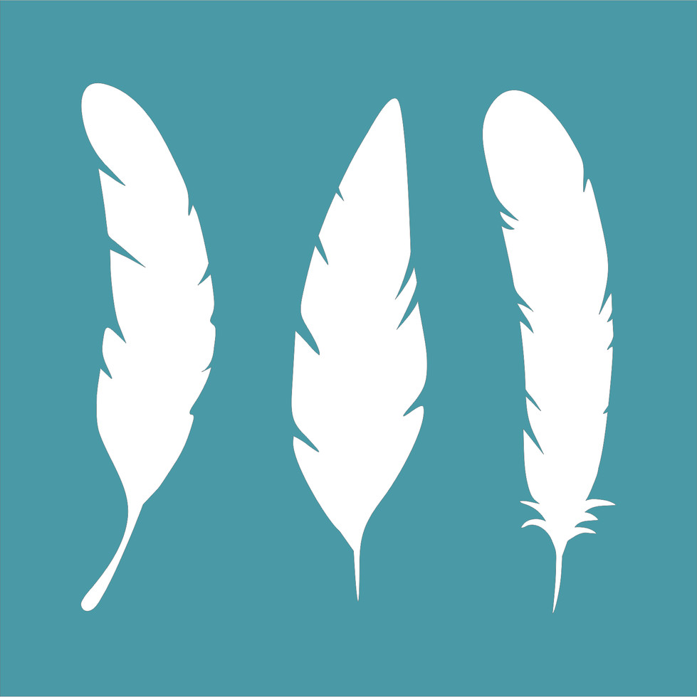 Three different white feathers