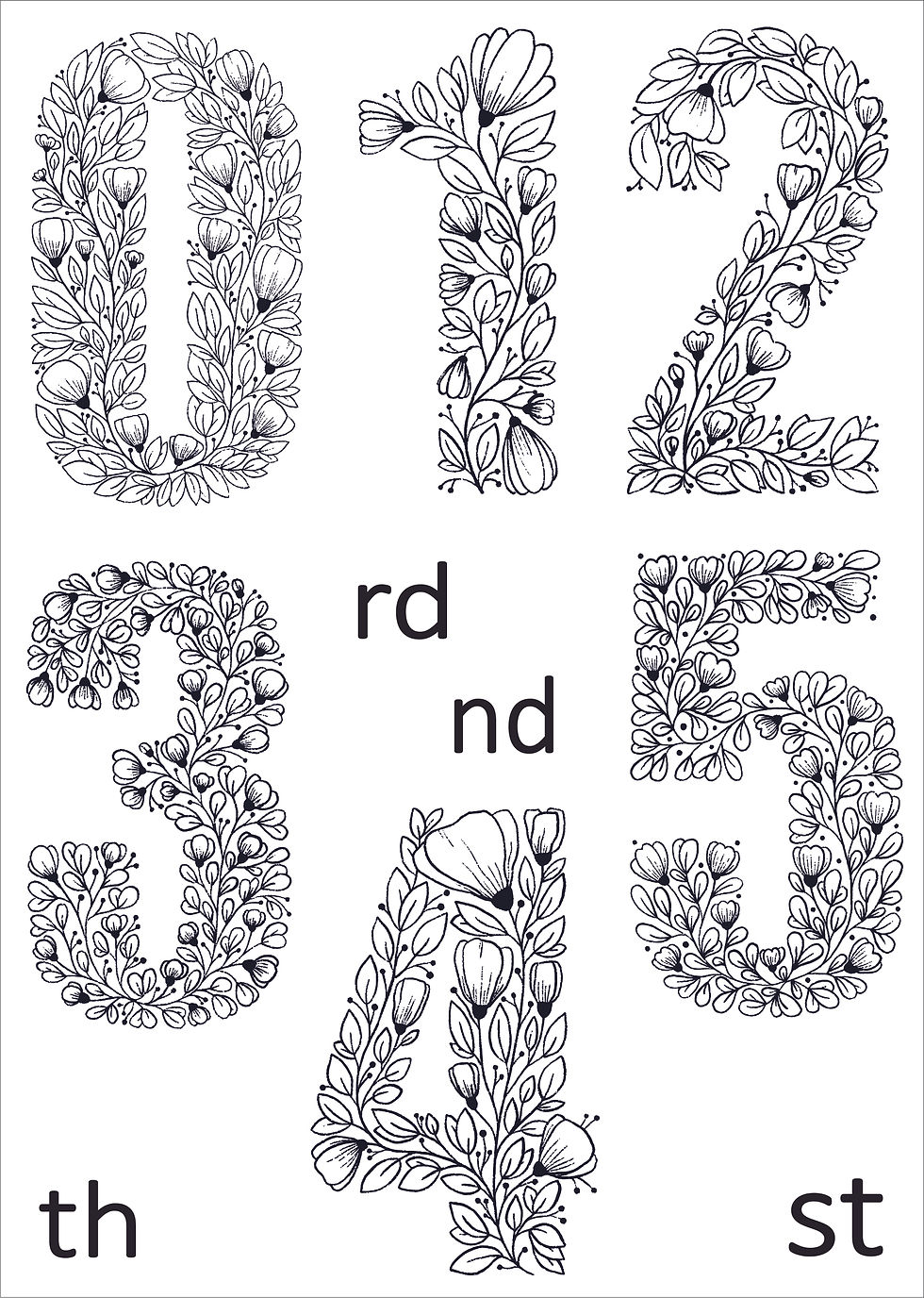 A5 Blooming Numbers 1 Stamp and Die Set
