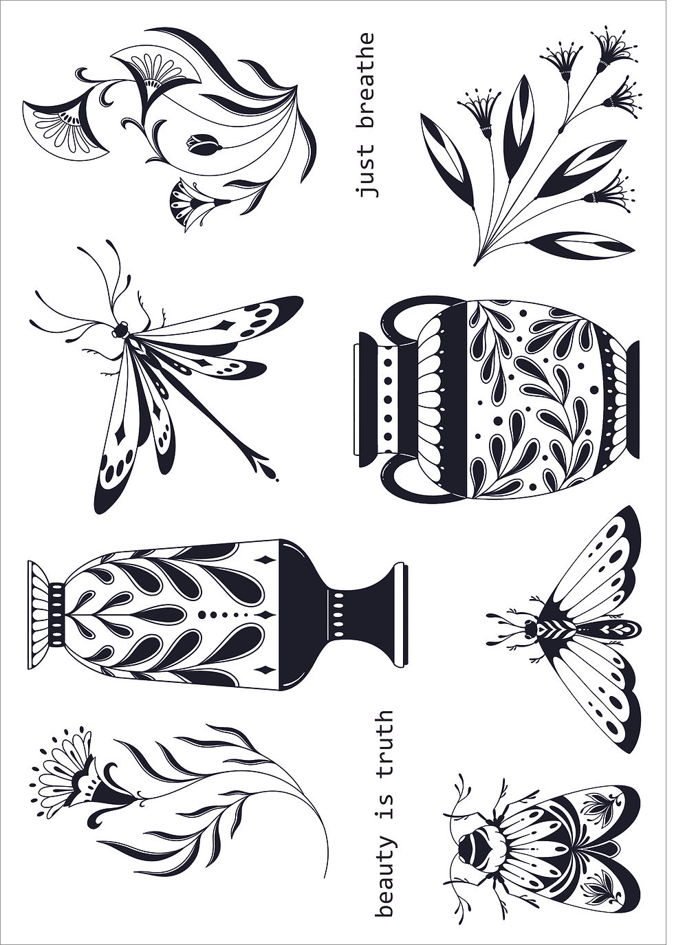 A5 Beauty's Garden Stamp Set