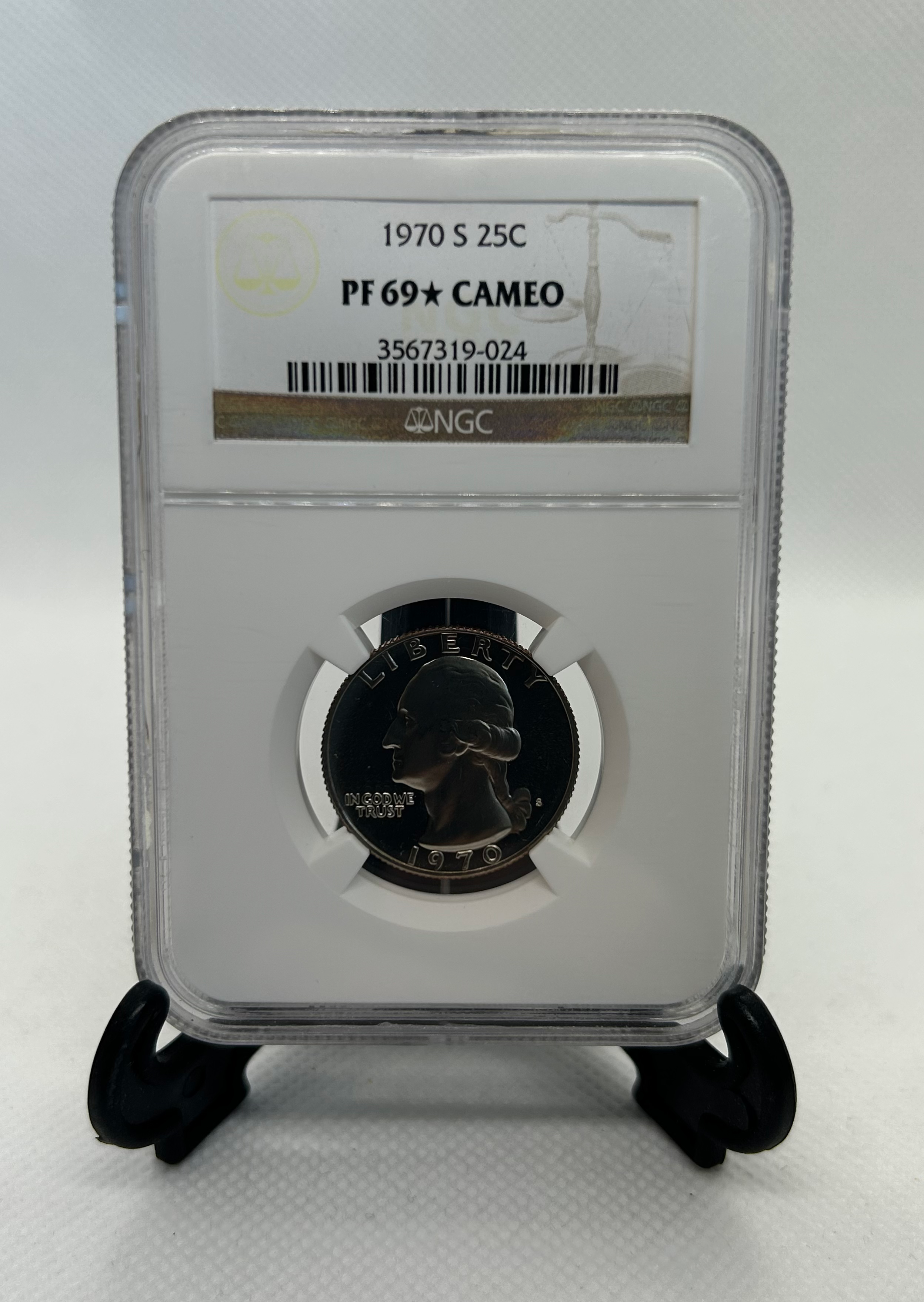 1970 S PF69 Star Cameo Quarter 25C