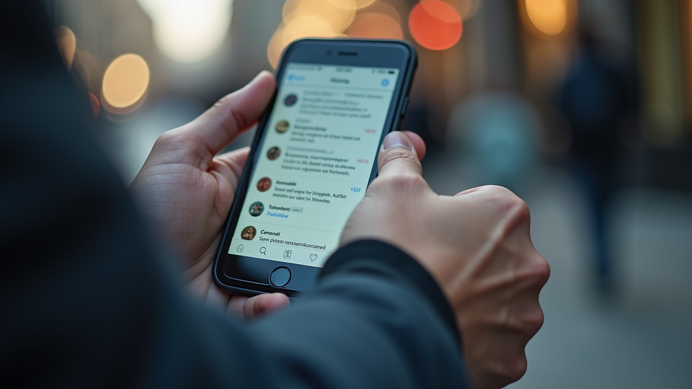 Close-up view of a smartphone displaying social media content