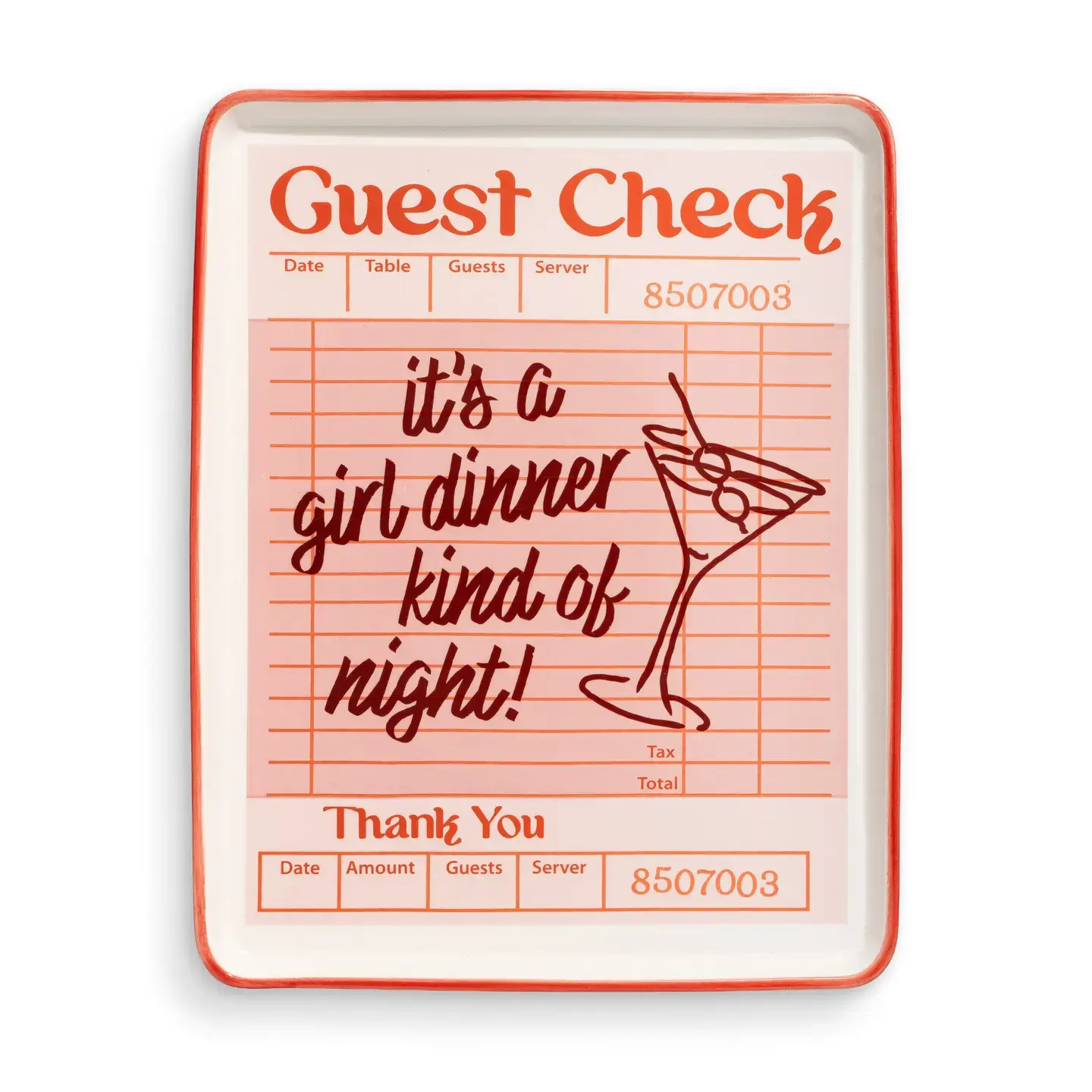 Girl Dinner Guest Check Ceramic Tray