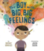 Illustration of a boy surrounded by colorful emotion waves from the book "The Boy with Big, Big Feelings"