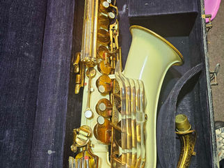 1950s Grafton White Plastic Acrylic, Alto Saxophone