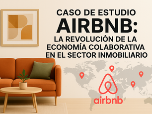 Presentación de caso de estudio sobre Airbnb, destacando cómo revolucionó la economía colaborativa y transformó el sector inmobiliario a nivel global.