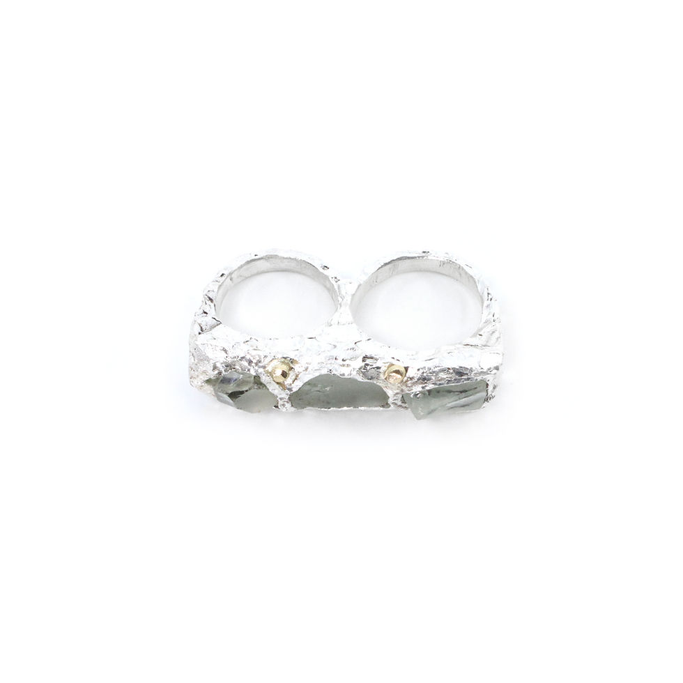 Thumbnail: Double Finger Three Stone Ring