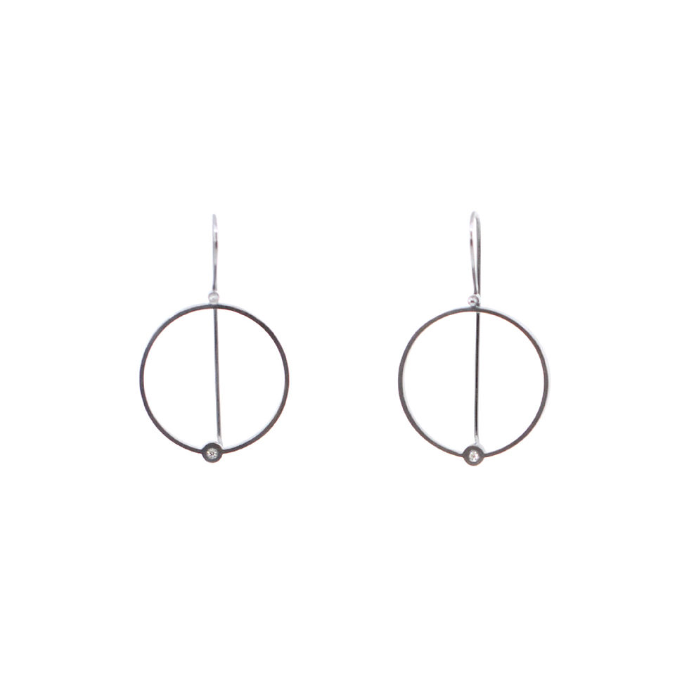 Thumbnail: Open Circle Earrings With Diamonds