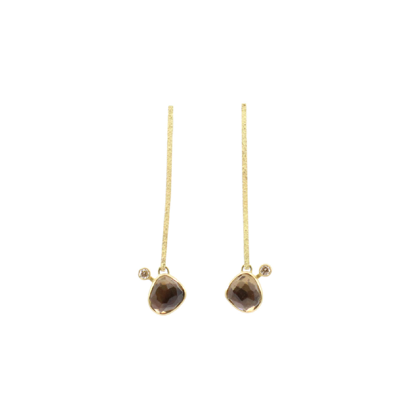 Smoky Quartz & Champagne Diamond Drop Earrings