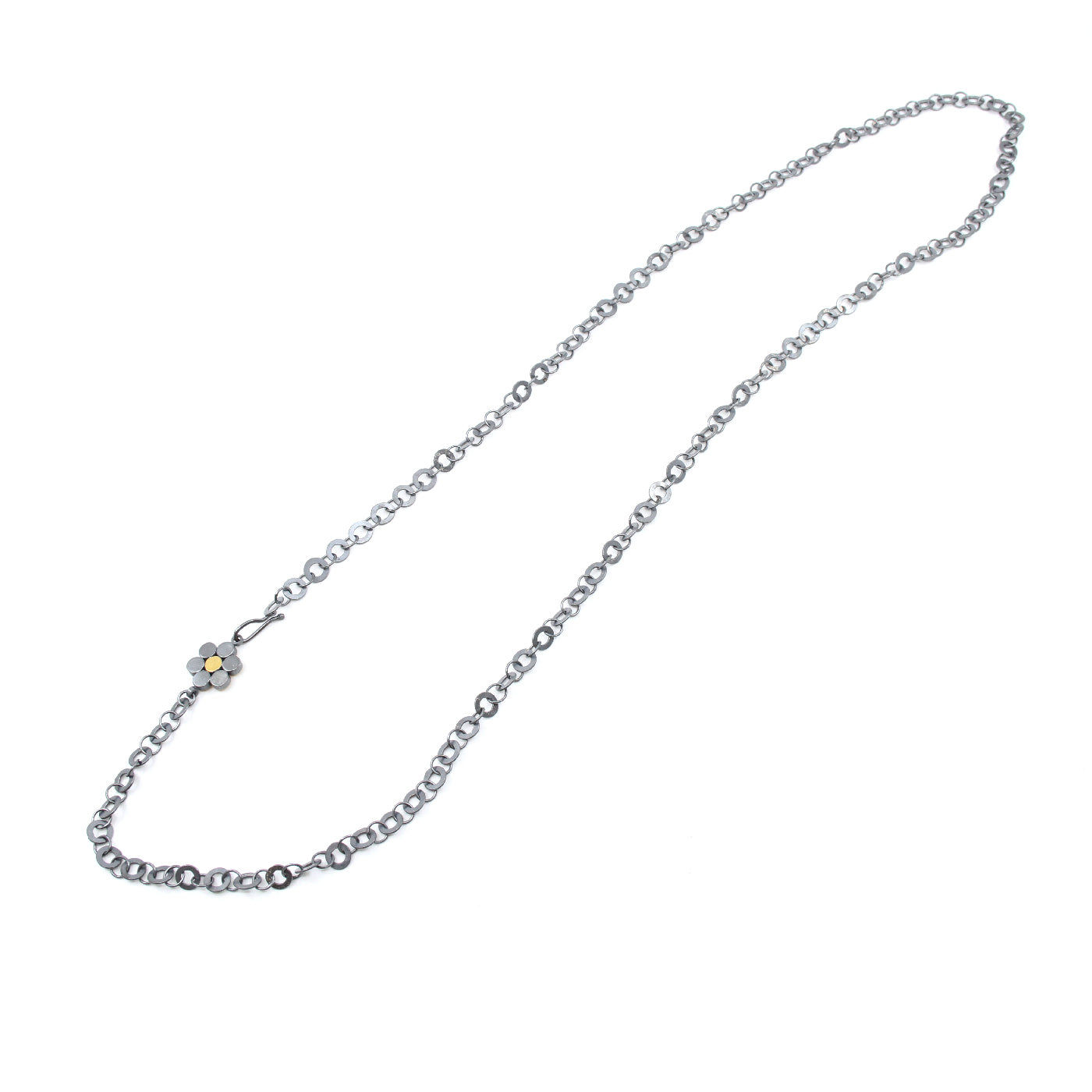 Circle Chain Necklace with Flower Clasp