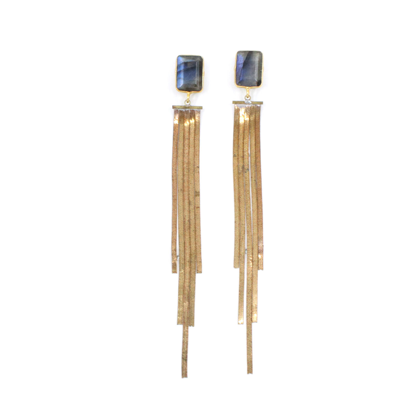 Labradorite Rectangles with Snake Chain Dangles