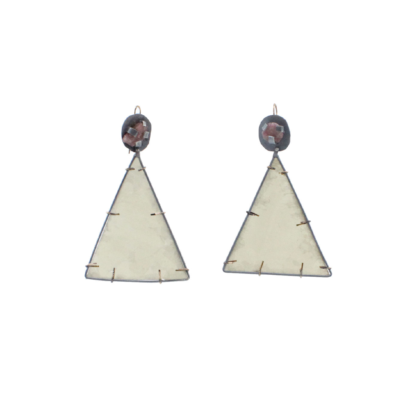 Ruby Mica Triangle Earrings