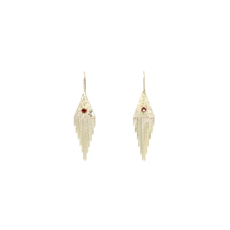 Tridangle Earrings with Garnets