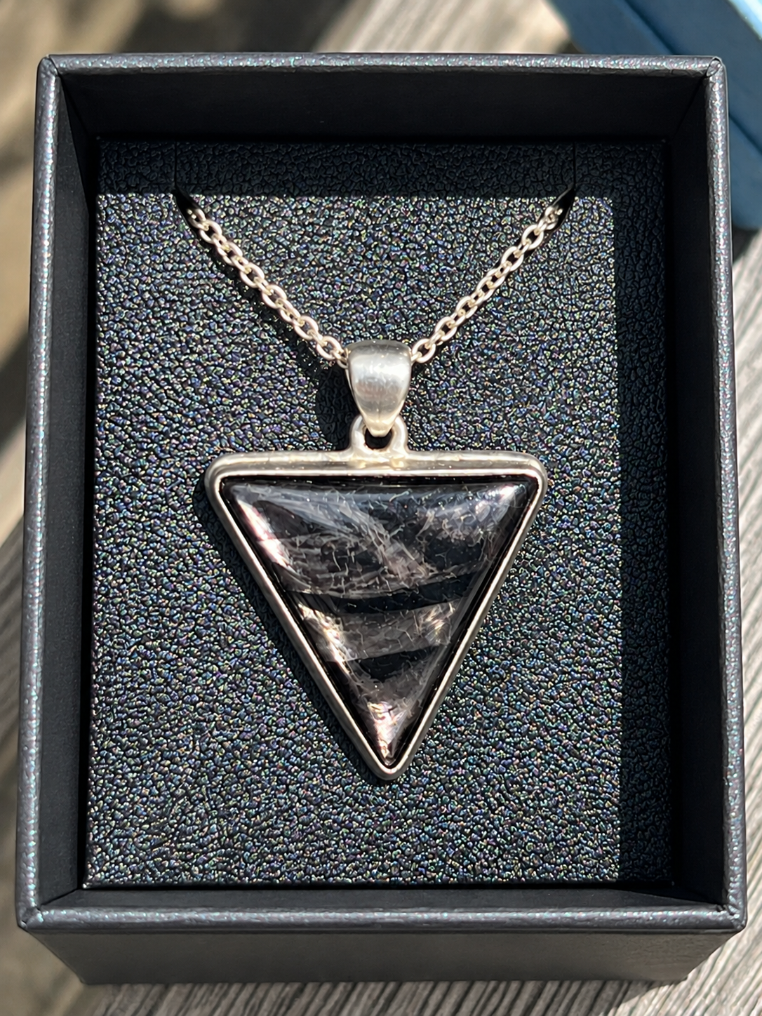 Hypersthene Triangular Cabochon 925 Sterling Silver Pendant
