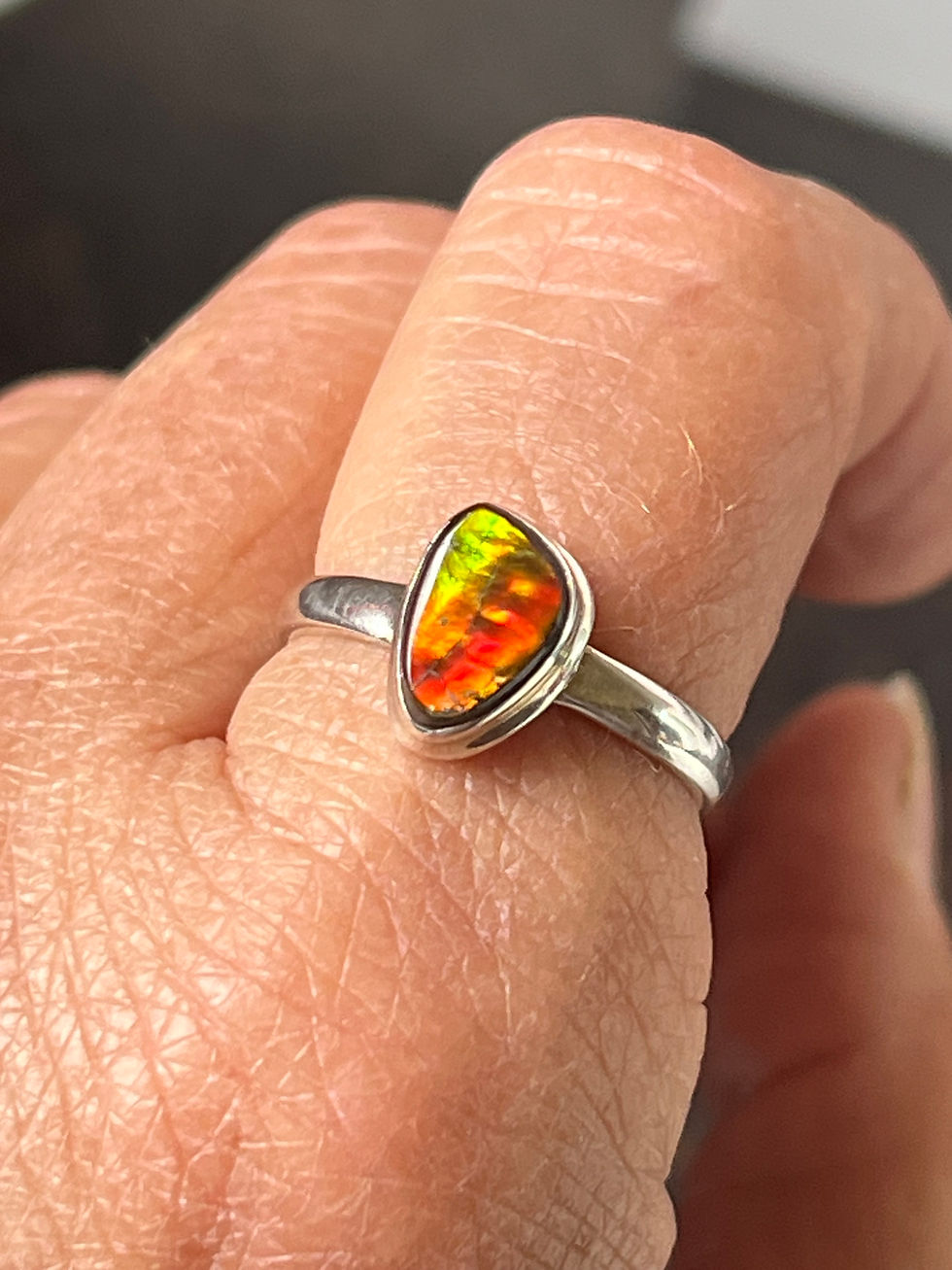 Thumbnail: Ammolite 925 Sterling Silver Ring – Size 7.5