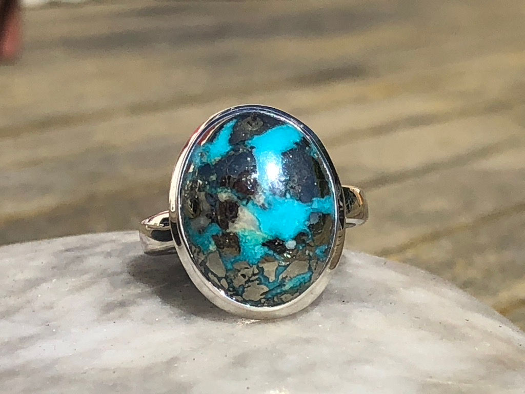 Nishapur Persian Turquoise 925 Sterling Silver Ring – Size 8
