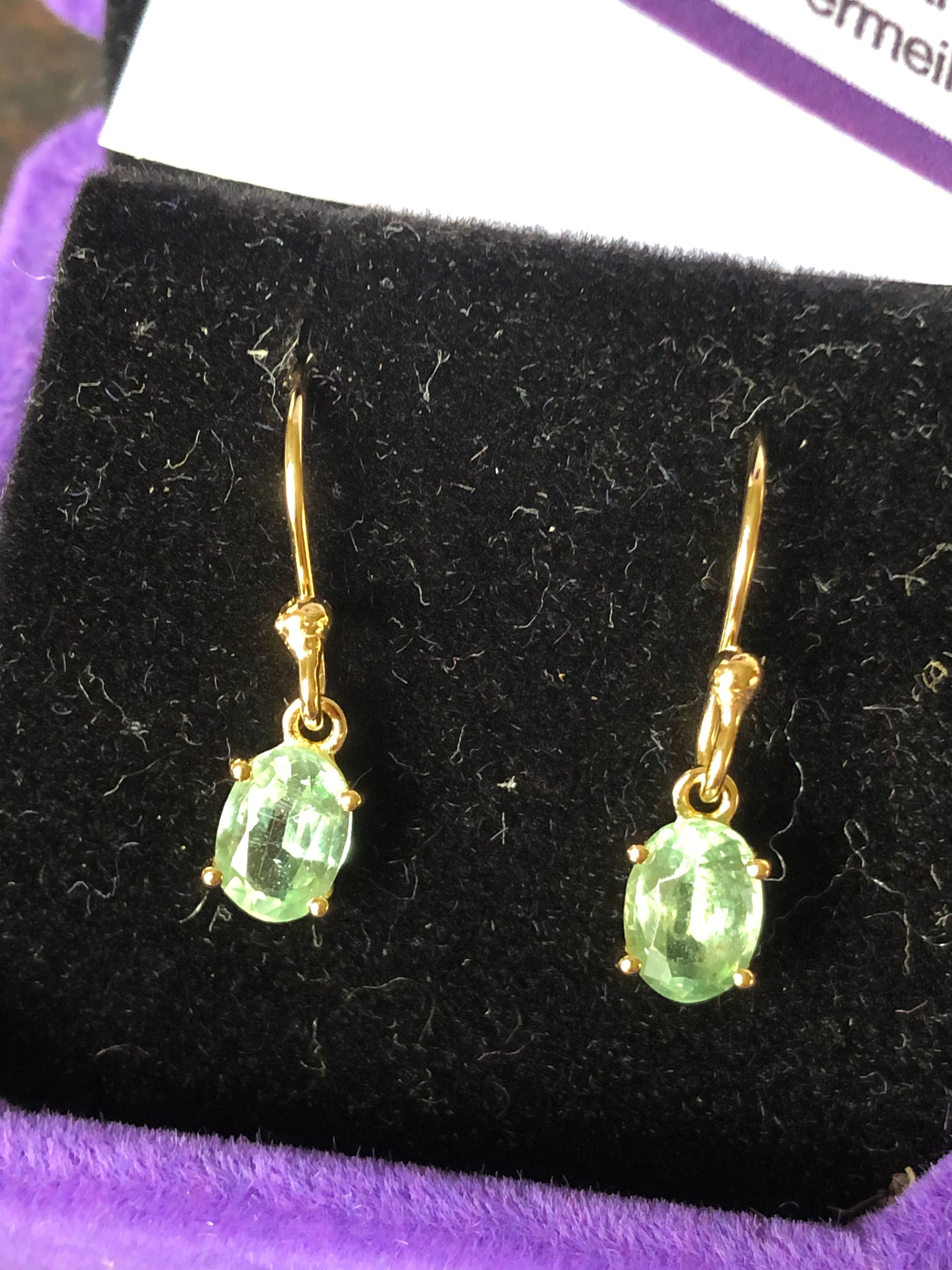 Mint Green Kyanite Facet Oval Cut 18 K GOLD Vermeil 925