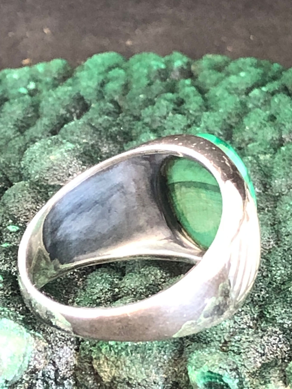Thumbnail: Malachite 925 Silver Men’s Ring – Size 11