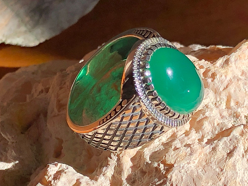 Thumbnail: Green Onyx 925 Silver Men’s Ring – Size 11