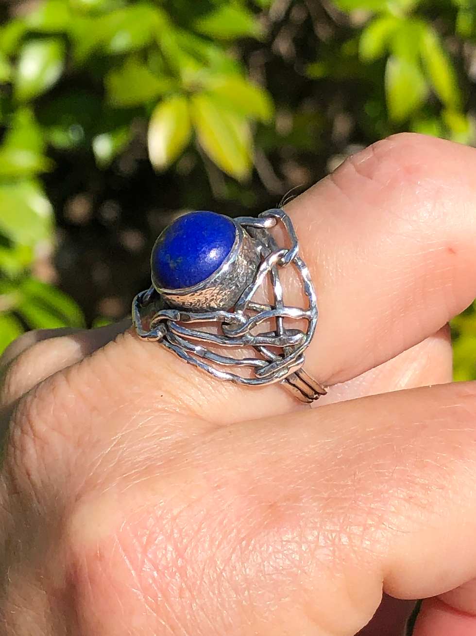 Thumbnail: Lapis Lazuli 925 Silver Designer Ring Size 6.5