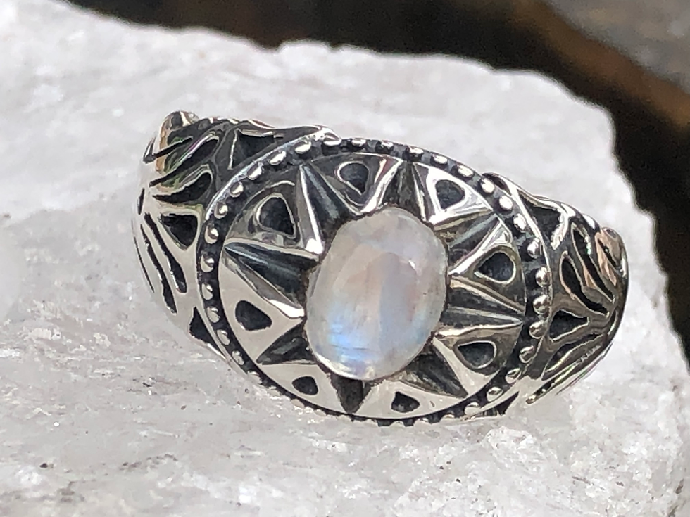 Thumbnail: Moonstone Designer 925 Ring Size 12 Mens
