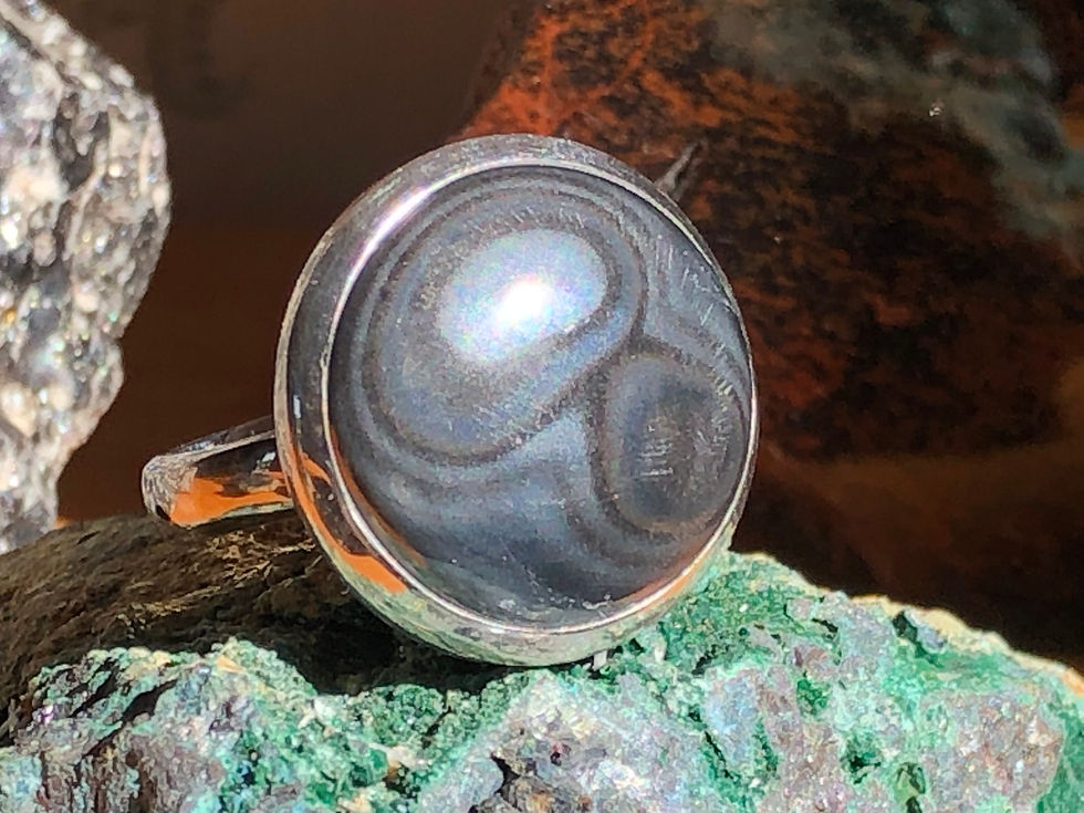 Thumbnail: Psilomelane 925 Silver Men’s Ring – Size 11