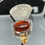 Thumbnail: Amber Cabochon and Natural Citrine Facet Pendant in 925 Silver Pendant