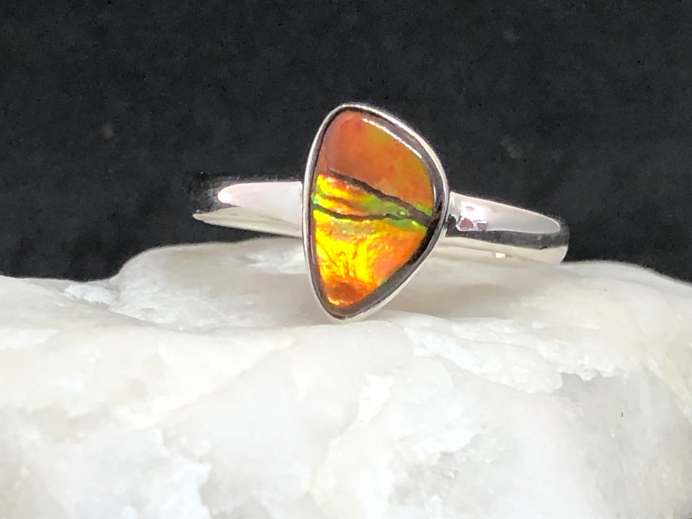Thumbnail: Ammolite Size 8 Ring 925 Silver